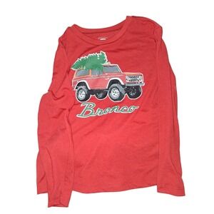 Kids Long Sleeve T Shirt and Pajama Pants Set Red Bronco Christmas Tree Size 6